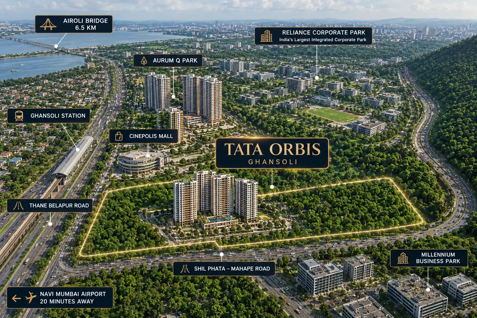 Tata Orbis Ghansoli Location & Connectivity Map